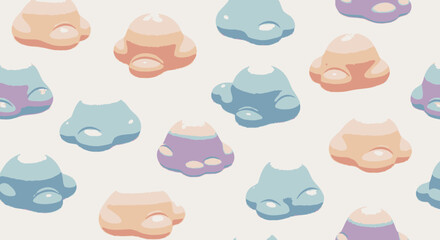 Colorful cartoon cat faces pattern. © Formasi
