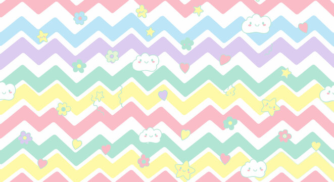 Colorful chevron pattern with animals.