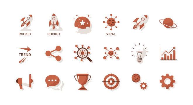 Business icons for success and growth.