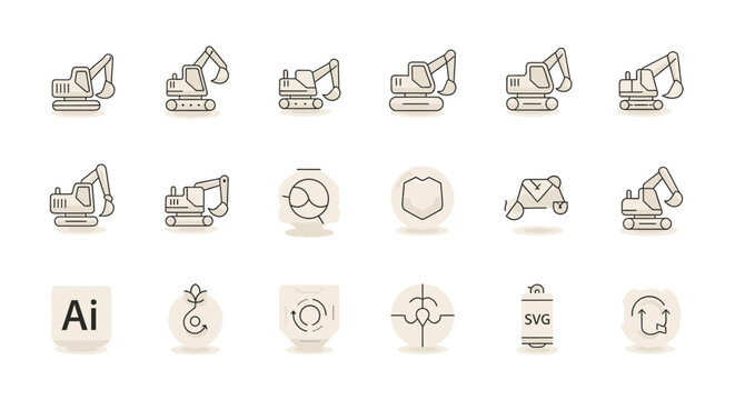 Collection of computer icons and symbols.