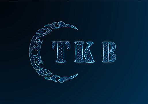 Low poly letter logo TKB design. TKB letter logo low poly vector design on blue color gradient background. TKB logo low poly design