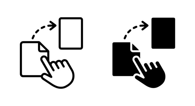 Copy Paste Icons, Document Transfer Symbols, Data Migration Vector Graphics, Digital Workflow Elements