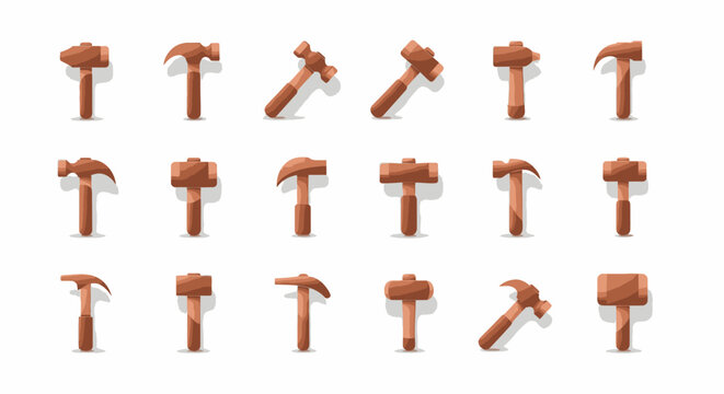 Collection of various wooden hammers.