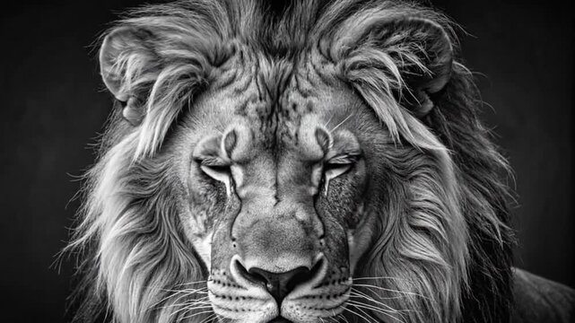 A majestic portrait of a large, powerful animal with a striking gaze and mane