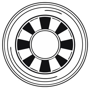Life Preserver Safety Buoy Symbol in Black and White Circular Design