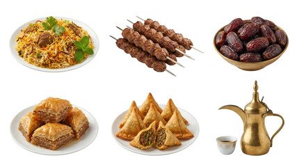Obraz premium Assorted delicious fried snacks and dried fruits on wooden plate isolated on transparent background