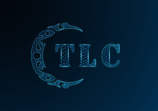 Low poly letter logo TLC design. TLC letter logo low poly vector design on blue color gradient background. TLC logo low poly design