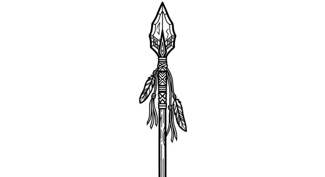 Isolated spear with feathers detailed illustration on white background