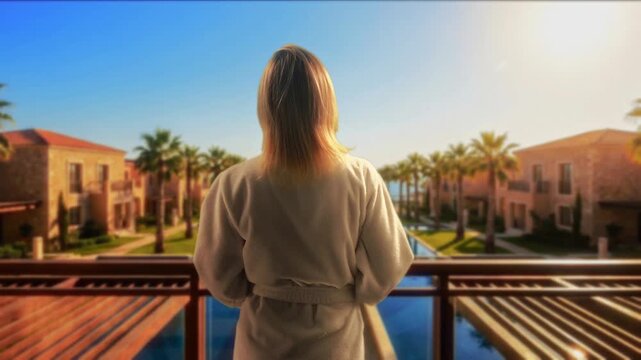Serene Sunset View From Exclusive Balcony. Chic Oceanfront Terrace With Sunset And Plush Amenities