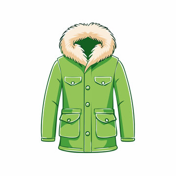Green Parka Jacket with Fur Hood