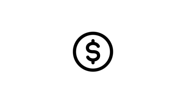 Animated dollar coin icon with rotating circular refresh arrows 4k video. Representing financial growth and money cycle icon animation on white background