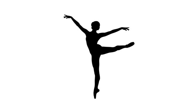 Silhouette of a dancing ballerina woman.