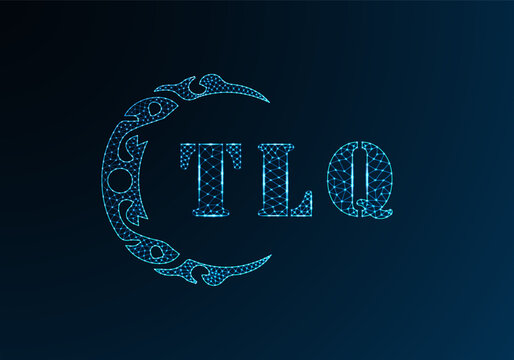 Low poly letter logo TLQ design. TLQ letter logo low poly vector design on blue color gradient background. TLQ logo low poly design