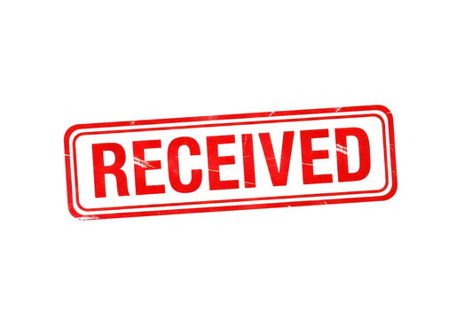 Bold red received stamp isolated on a transparent background