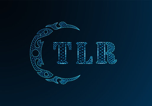 Low poly letter logo TLR design. TLR letter logo low poly vector design on blue color gradient background. TLR logo low poly design