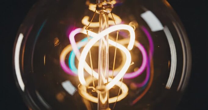 Light Bulb with Colorful Filament.