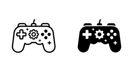 Video Game Controller Icons, Gaming Input Device Vector Art, Digital Entertainment Control Symbols Set © Rashedul