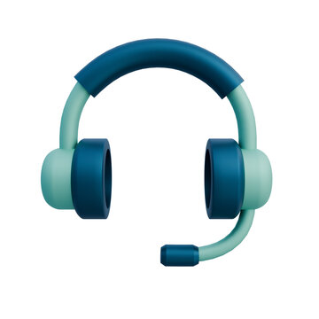 Headset with Microphone 3D Illustration