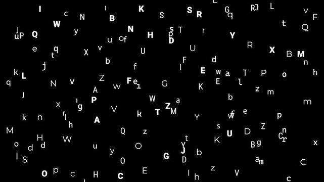 White alphabet letters in various colors and sizes