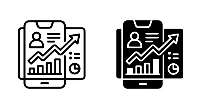 vector business analytics mobile app icons on white background