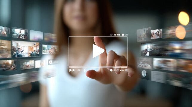 Woman interacting with digital video content