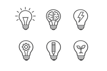 Naklejka premium Light bulb creative idea icons collection.