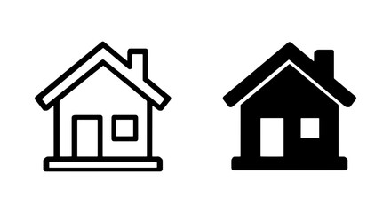 Fototapeta premium vector house outline and solid black home vector icons on white background
