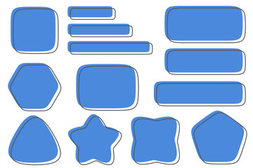 Naklejka premium Abstract organic shapes. Dynamic frames for creative designs. Blue geometric blobs and fluid forms for modern banners, posters and graphic templates with vibrant style. Vector