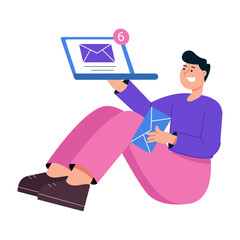 Fototapeta premium A flat style illustration showing email management