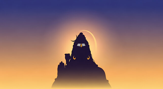 Shravan Somvar Vrat Devotional Banner Featuring Lord Shiva Silhouette with Gradient Background and Glowing Divine Light for Sawan Month Spirituality