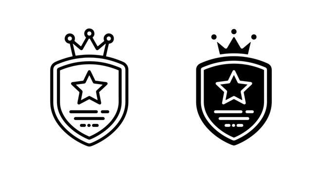 Award Badge Icons, Royal Crown Shield Vector Set, Star Emblem Graphics, Achievement Recognition Symbols, Premium Quality Badges