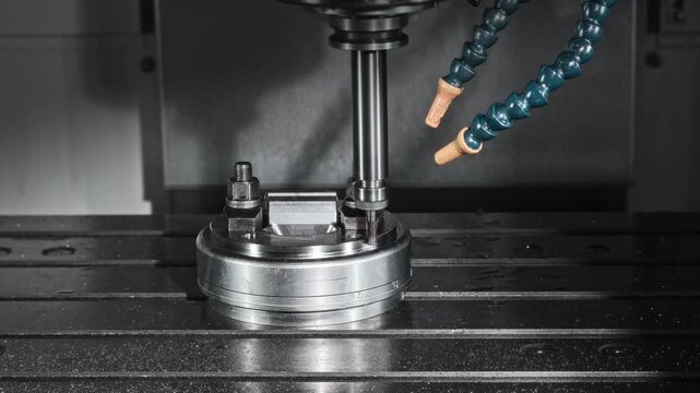 Precision Machining Environment. Highspeed Milling Process With Lubrication And Chip Removal Technology