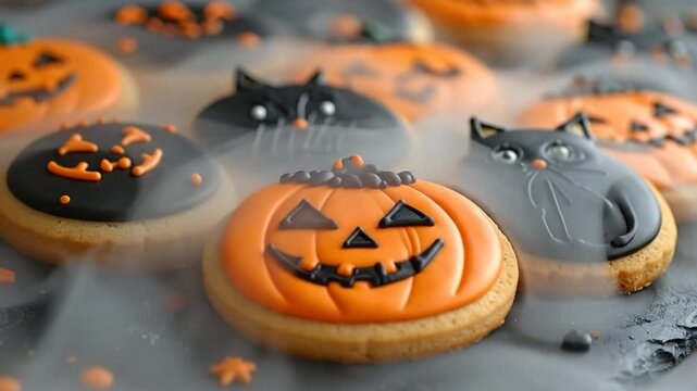 Delicious, decorated cookies with festive shapes and bright, colorful icing