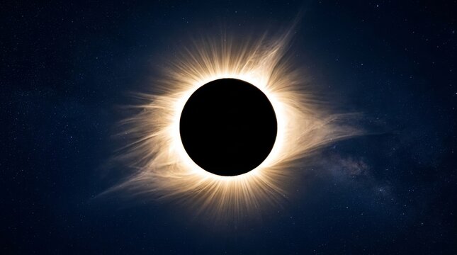 The phenomenon of a total solar eclipse with glare of light on the remaining segments of the boundary line