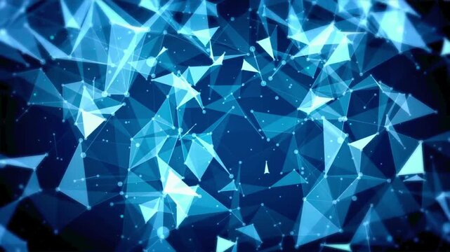 Modern technology concept motion graphic featuring a scientific plexus structure for big data and artificial intelligence.