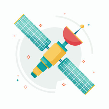 Flat Design Satellite with Solar Panels