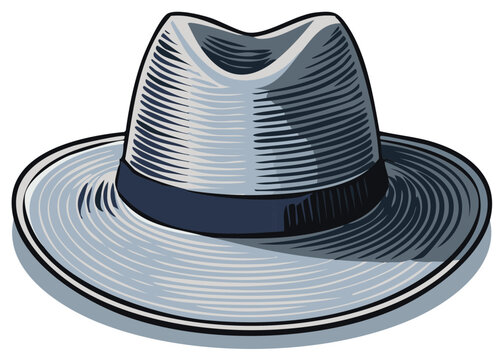 Classic grey fedora hat with dark blue band and detailed texture, vintage accessory