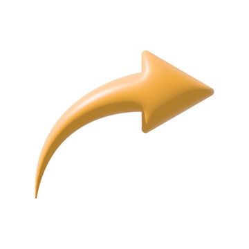 3D curved yellow arrow icon pointing right
