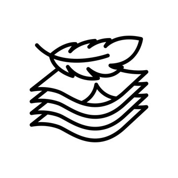 fabric with feather filler icon single, high comfort structure, less weight, vector illustration on white background