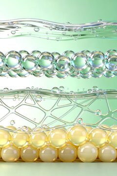 Cross-section of skin layers with molecules and collagen