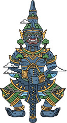 Fototapeta premium Thai mythical creature guardian statue figure.