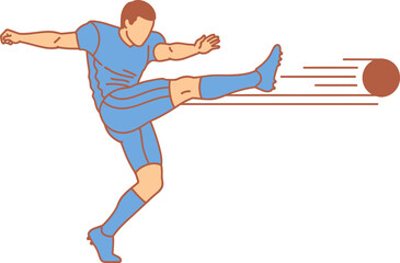 Obraz premium Man Kicking Football in Blue Uniform.