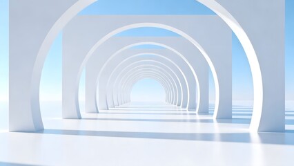 Obraz premium White archway tunnel with blue sky