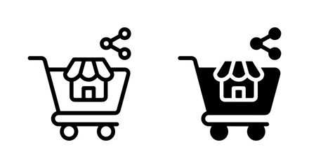 black and white shopping cart vector set on white background © Rahul