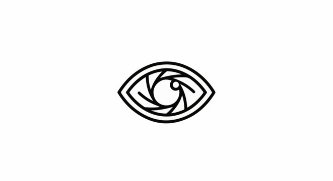 Abstract eye iris symbol, resembling camera aperture, on white