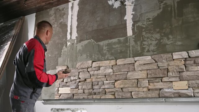 Executing Precise Masonry Work To Attach Stone Cladding During Renovation Phase Effectively