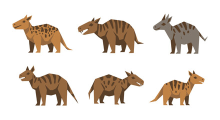 Obraz premium Cartoon illustrations of prehistoric animals isolated on white background