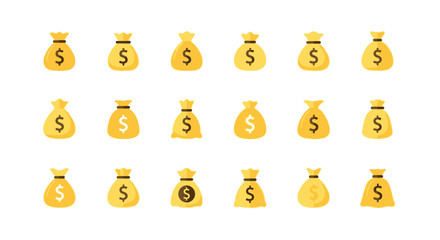 Collection of golden money bags icons. © Roh