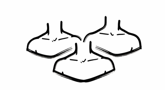 Abstract illustration of three stylized neck and shoulder outlines
