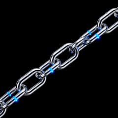 Fototapeta premium Strong Metal Chain Link on Black Background